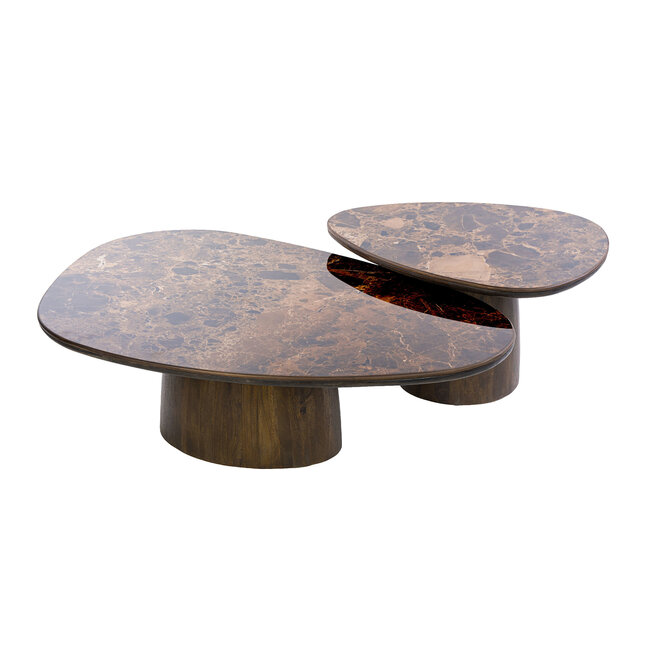 WoonStijl Salontafel Empera driehoekig set van 2 Keramiek dark emperador