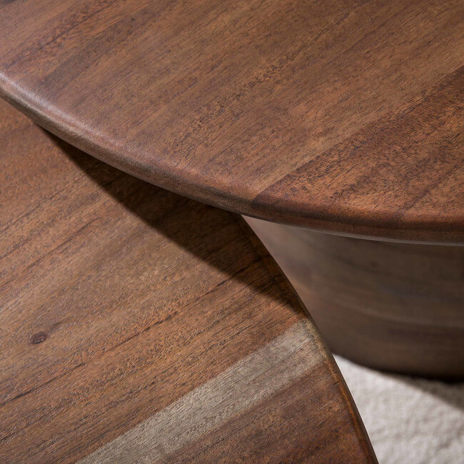WoonStijl Salontafel Mova rond set van 2 Massief acacia bruin