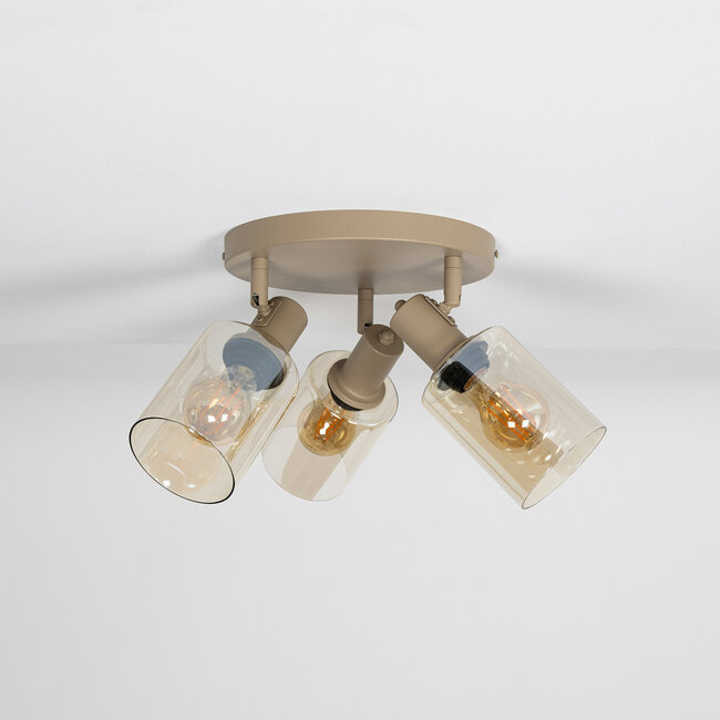 WoonStijl Plafondlamp Sepiora rond 3-lichts Beige