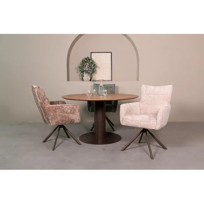 Label51 Eetkamerstoel Dubai - Naturel - Haga - Brons Metalen Frame