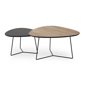 Nijwie Showroommodel Salontafel Jago set van 2 organisch - Bruin + zwart cement