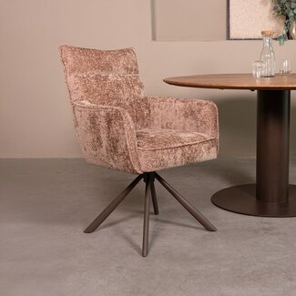 Label51 Eetkamerstoel Dubai - Taupe - Haga - Brons Metalen Frame