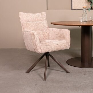 Label51 Eetkamerstoel Dubai - Naturel - Haga - Brons Metalen Frame