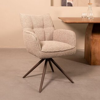Label51 Eetkamerstoel Amalfi - Mushroom - Royal Boucle - Brons