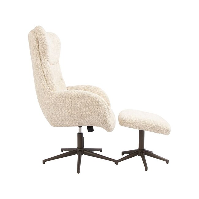 Label51 Draaifauteuil Cute + Hocker | Naturel Sweet | Brons Metaal
