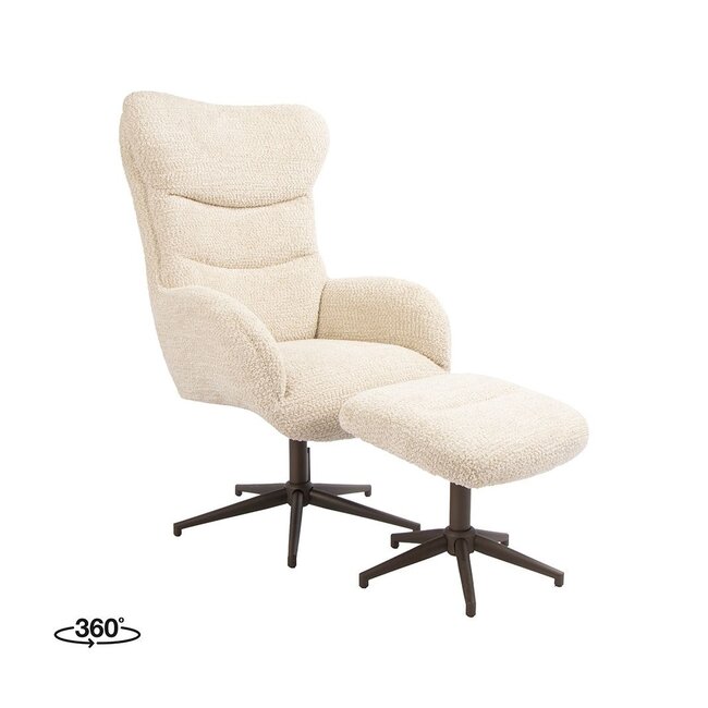 Label51 Draaifauteuil Cute + Hocker | Naturel Sweet | Brons Metaal