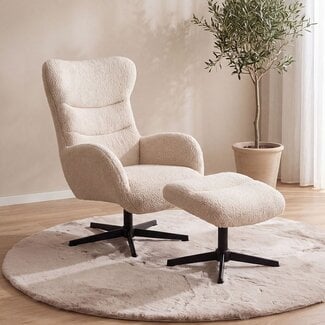 Label51 Draaifauteuil Cute + Hocker | Naturel Sweet | Brons Metaal