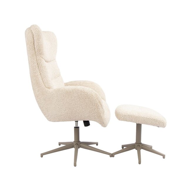 Label51 Draaifauteuil Cute + Hocker | Naturel Sweet | Taupe Metaal