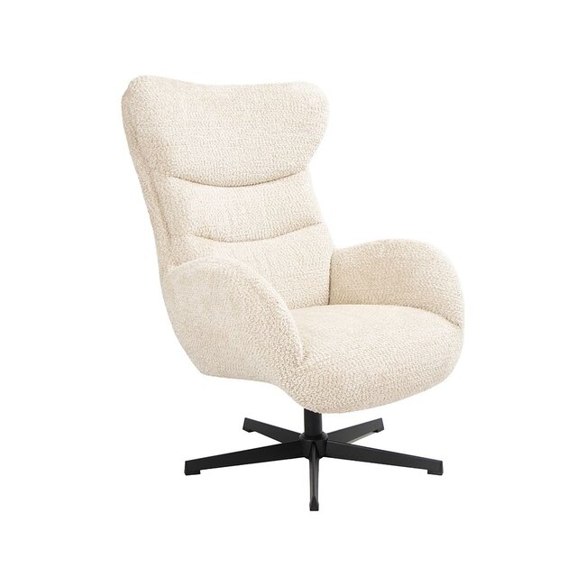 Label51 Draaifauteuil Cute + Hocker | Naturel Sweet | Zwart Metaal