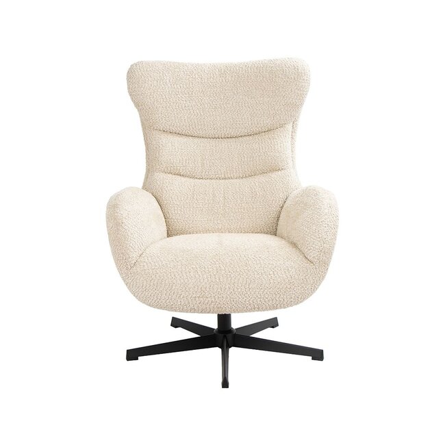 Label51 Draaifauteuil Cute + Hocker | Naturel Sweet | Zwart Metaal