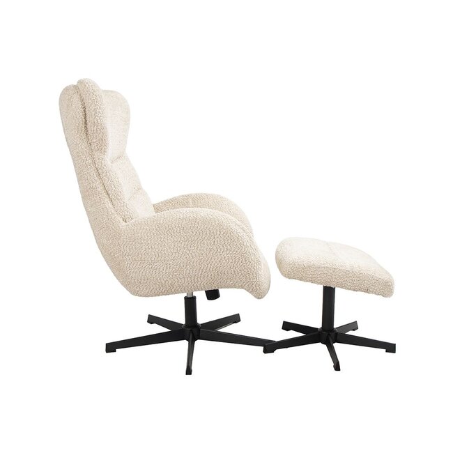 Label51 Draaifauteuil Cute + Hocker | Naturel Sweet | Zwart Metaal