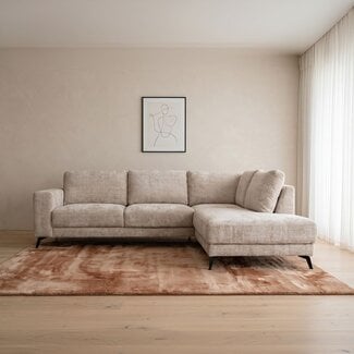 Label51 Hoekbank Luxor Rechts | Naturel Marbella | Zwart Metaal