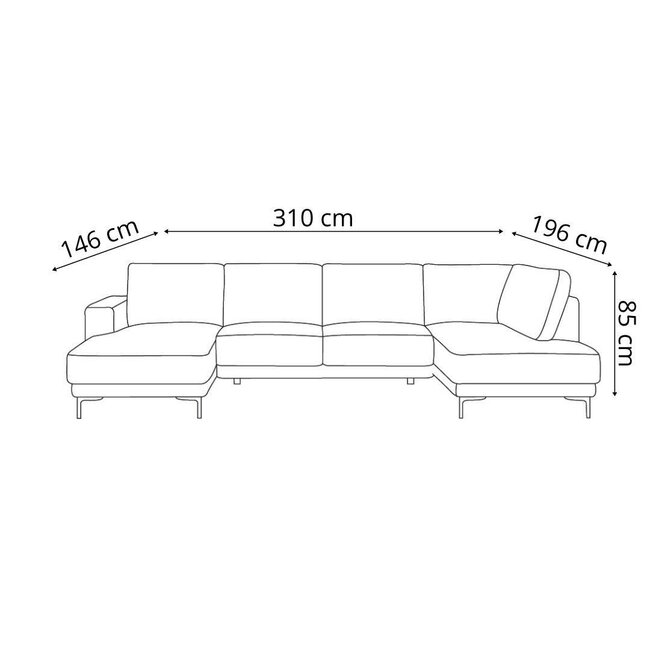 Label51 U bank Luxor Rechts | Naturel Marbella | Zwart Metaal