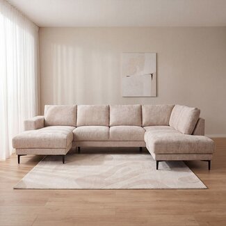 Label51 U bank Luxor Rechts | Naturel Marbella | Zwart Metaal