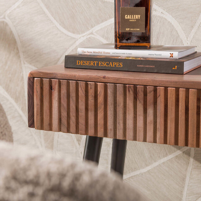 WoonStijl Haltafel / kaptafel Curve 3 lades Acacia Bruin.
