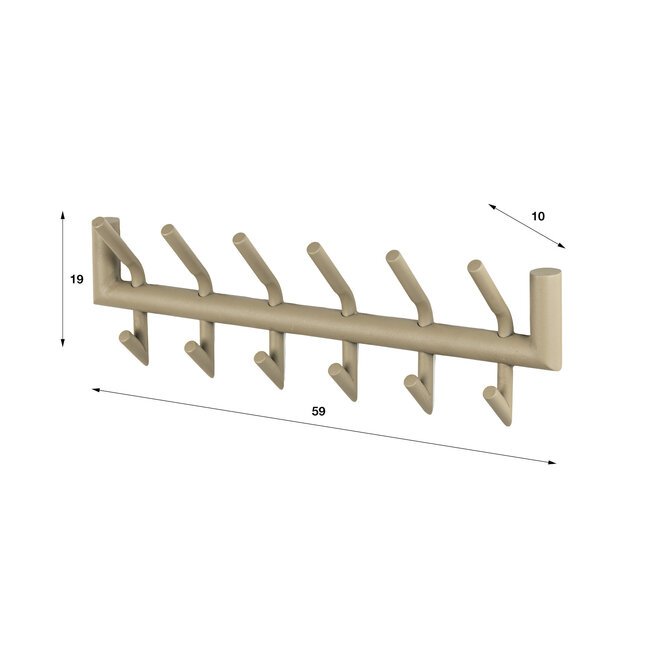 WoonStijl Kapstok Tubo 2x6 haken Drift Beige