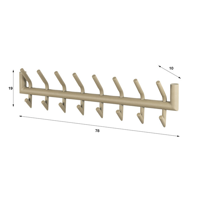 WoonStijl Kapstok Tubo 2x8 haken Beige