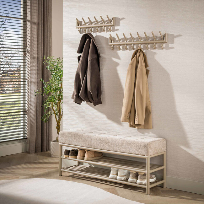 WoonStijl Kapstok Tubo 2x8 haken Beige