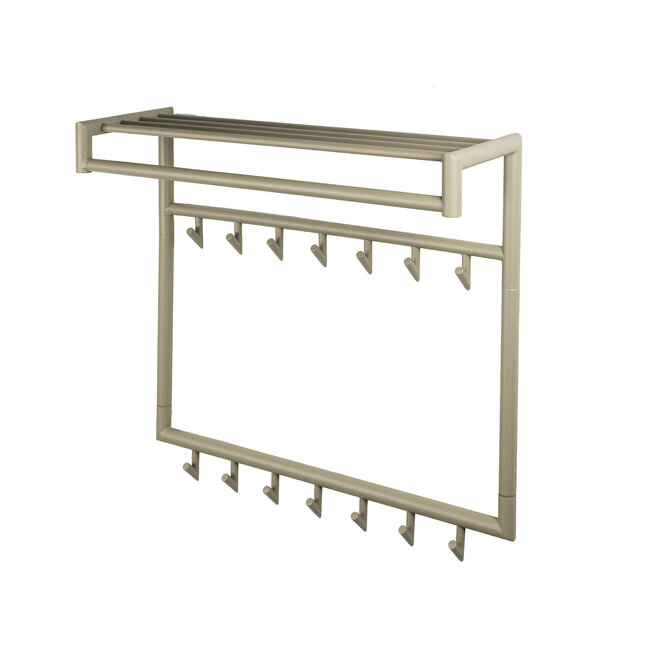 WoonStijl Kapstok Tubo hoog 2x7 haken Beige