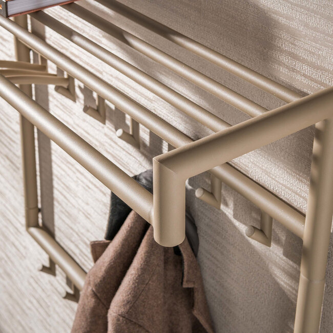 WoonStijl Kapstok Tubo hoog 2x7 haken Beige