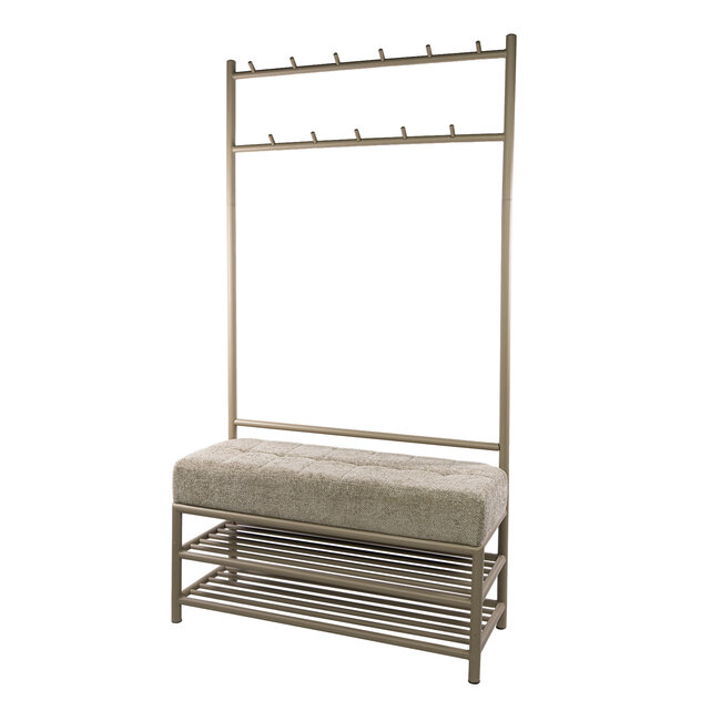 WoonStijl Garderobebank Luno 6+5 haken Beige