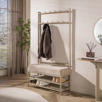 WoonStijl Garderobebank Luno 6+5 haken Beige