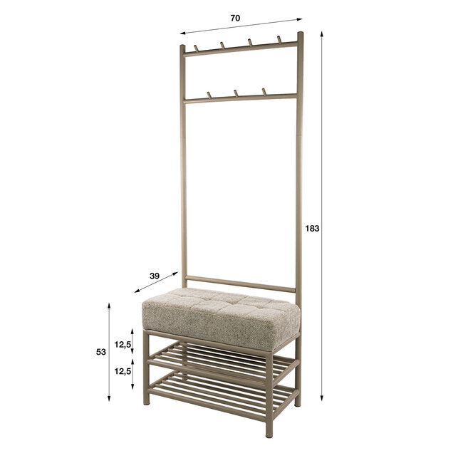 WoonStijl Garderobebank Luno 70cm Beige