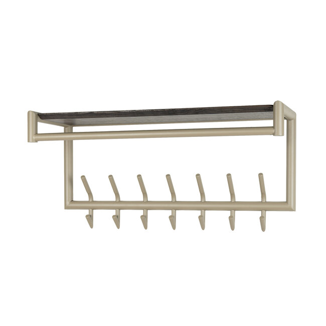 WoonStijl Kapstok Terra roede en hoedenplank 2x7 haken Beige
