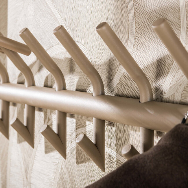 WoonStijl Kapstok Terra roede en hoedenplank 2x7 haken Beige