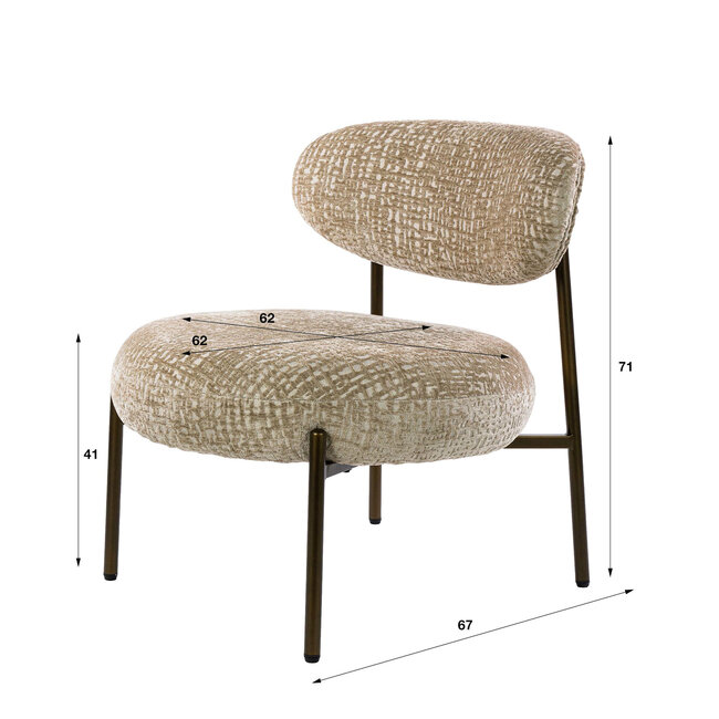 WoonStijl Fauteuil Round - Monti zand - Bruin frame