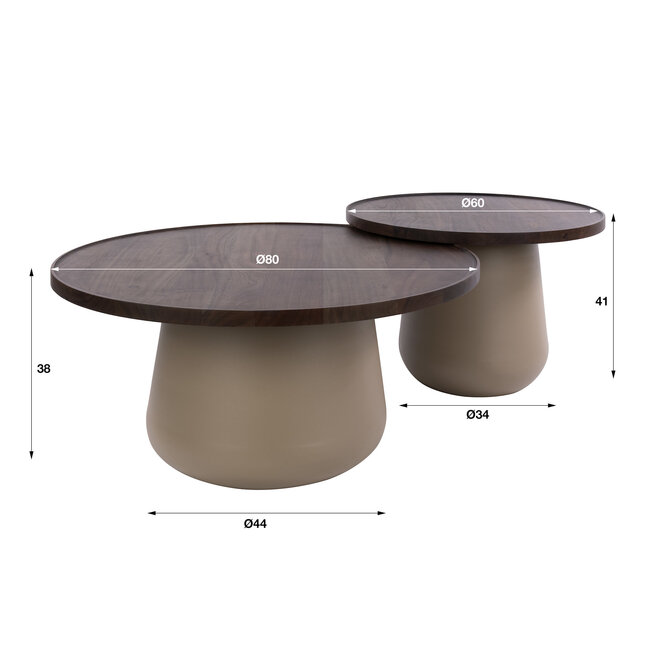 WoonStijl Salontafelset Dune Beige rond