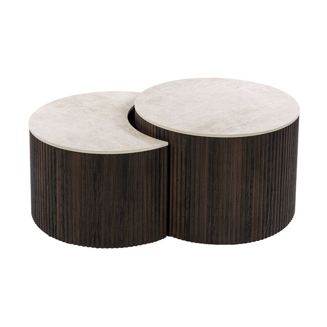 WoonStijl Salontafel Ceramo half rond set van 2 Taj Mahal