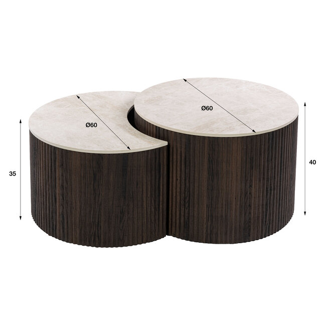 WoonStijl Salontafel Ceramo half rond set van 2 Taj Mahal