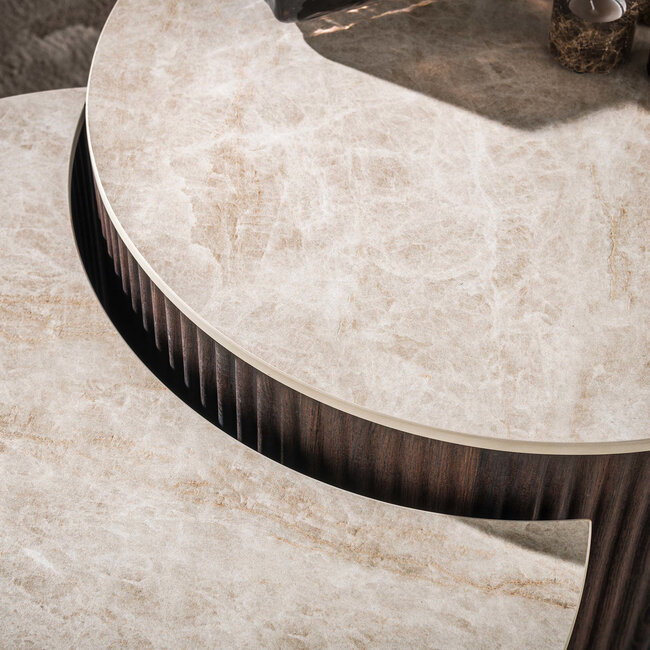 WoonStijl Salontafel Ceramo half rond set van 2 Taj Mahal