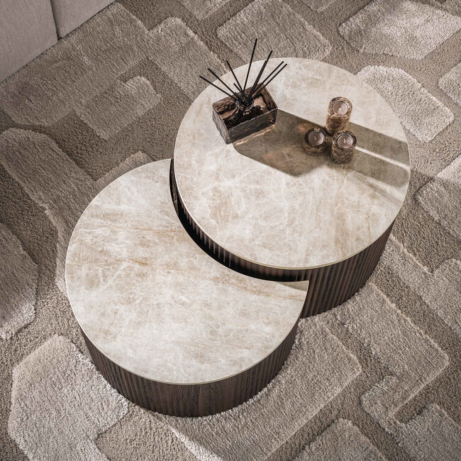 WoonStijl Salontafel Ceramo half rond set van 2 Taj Mahal