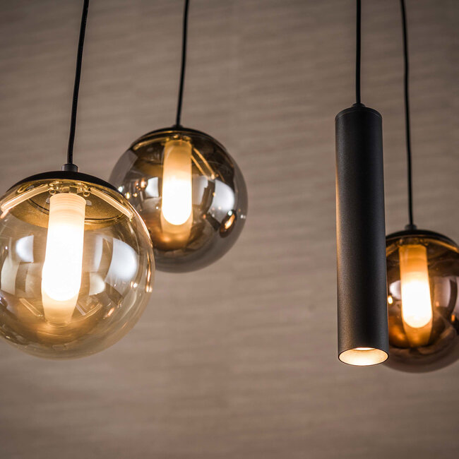 WoonStijl Hanglamp Orb 6+5-lichts Zwart