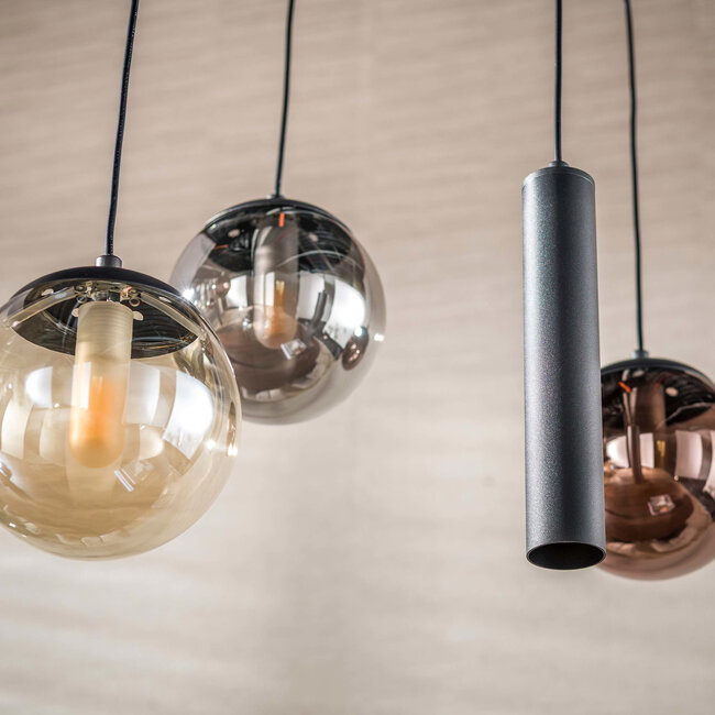 WoonStijl Hanglamp Orb 6+5-lichts Zwart
