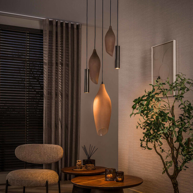 WoonStijl Hanglamp Cocoon pendel getrapt 5-lichts Sienna bruin-frosted