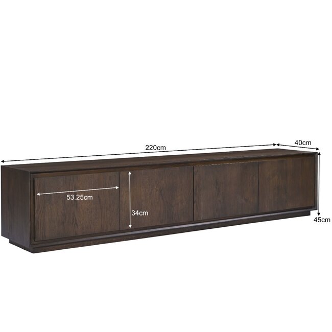 Livingfurn Tv meubel Firato Firato Basalt 220cm