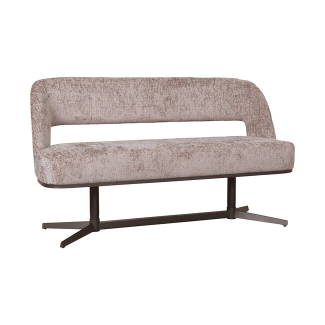 Label51 Eetkamerbanken Port Grimaud - Taupe - Haga - 190 cm | Zwart Metaal