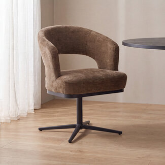 Label51 Eetkamerstoel Monaco - Taupe - Tresor - Zwart Metaal