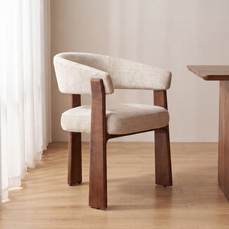Label51 Eetkamerstoel Nice - Naturel - Cremona - Walnoot Hout