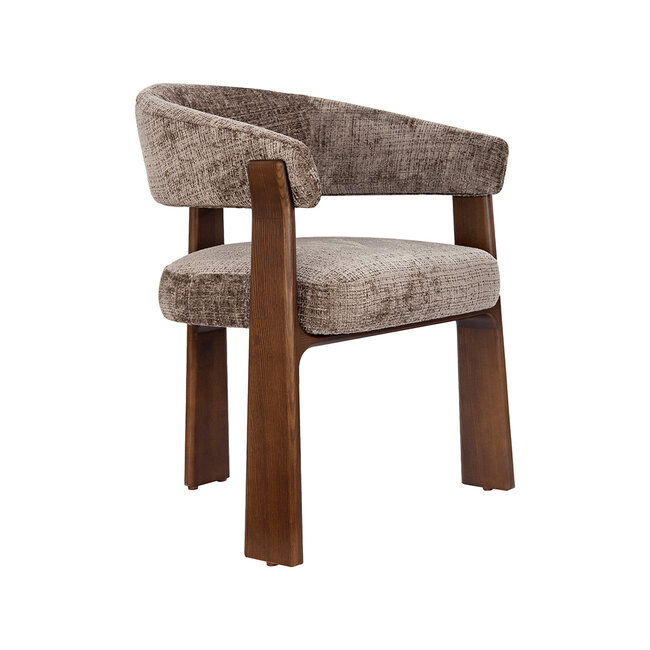 Label51 Eetkamerstoel Nice - Taupe - Cremona - Walnoot Hout
