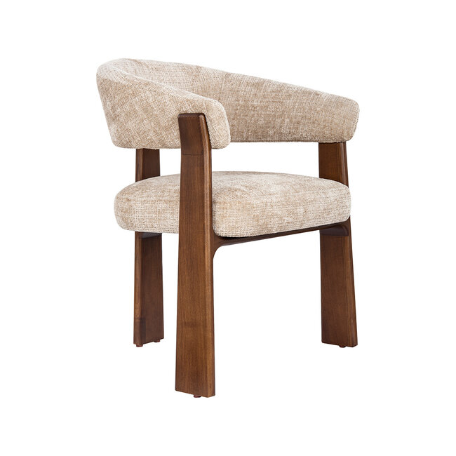 Label51 Eetkamerstoel Nice - Beige - Cremona - Walnoot Hout