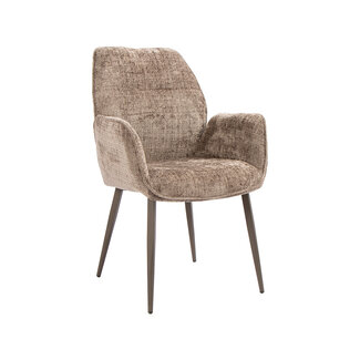 Label51 Eetkamerstoel Mayson - Taupe - Cremona - Zwart Metaal