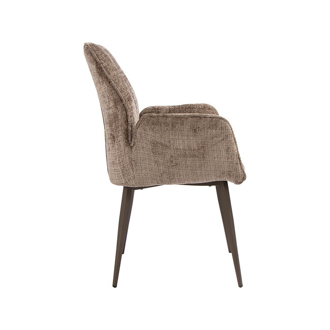 Label51 Eetkamerstoel Mayson - Taupe - Cremona - Zwart Metaal