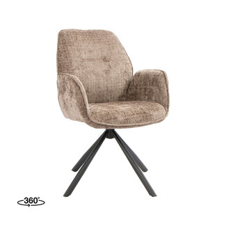 Label51 Eetkamerstoel Jill - Taupe - Cremona - Zwart Metaal