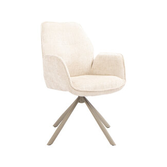 Label51 Eetkamerstoel Jill - Naturel - Cremona - Taupe Metaal