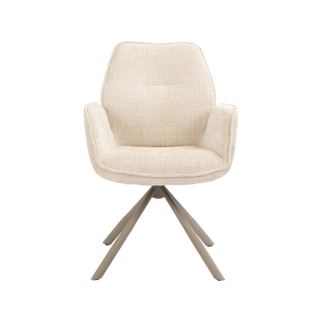 Label51 Eetkamerstoel Jill - Naturel - Cremona - Taupe Metaal