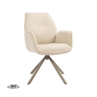 Label51 Eetkamerstoel Jill - Naturel - Raven - Taupe Metaal